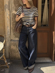 Oversized Cotton-blend Stripe Tee