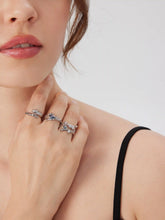 3PCS TEXTURED ZIRCON OPEN RING SET