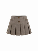 Jacquard Low Rise Houndstooth Pleated Mini Skort With Button Detail