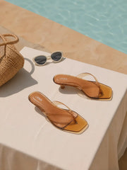 SQUARE TOE FLIP-FLOP KITTEN HEELED SANDALS