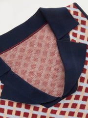 Knit Jacquard Collar Geometric Pattern Tank Top