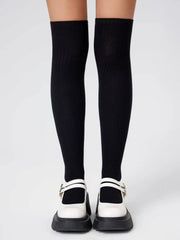 Ribbed Solid Over the Knee Socks