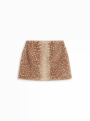 Faux Fur Deer Low Rise Animal Print Half Zip Mini Skirt