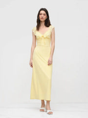 Sweetheart Ruffle Knotted Maxi Dress