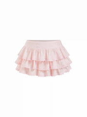 Low Rise Ruched Floral Lace Layered Mini Skort