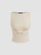 Boat Neck Bowknot Crop Tank Top