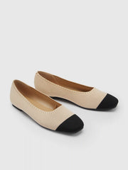 TWO-TONE FABRIC MARY JANE FLATS