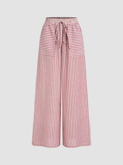 Seersucker & Striped Wide Leg Pant
