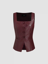 Faux Leather Square Neck Waistcoat