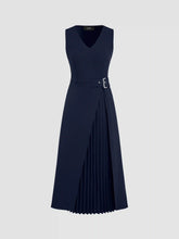 V-neck Solid Split Midi Dress