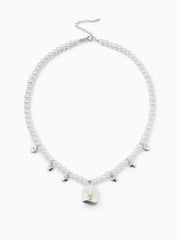 GHOST & HEART FAUX PEARL BEADED PENDANT NECKLACE
