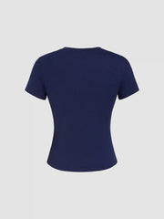 Round Neckline Knit Short Sleeve Top