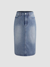 Cider Denim High Rise Rhinestone Split Maxi Skirt