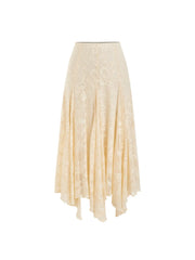 Lace V-neck Halter Neck Top & Asymmetrical Ruffle Midi Skirt Set