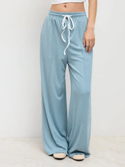Ruched Tank Crop Top & Elastic Waist Knotted Trousers Set