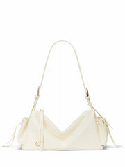 DOUBLE POCKETS FAUX LEATHER SHOULDER BAG