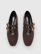 DOUBLE STRAP FAUX SUEDE-EFFECT FLATS