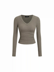 V-neck Ruched Long Sleeve Top
