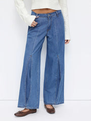 Cider Denim Low Rise Split Wide Leg Jeans