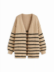 Knit V-neck Striped Oversized Cardigan