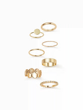 7PCS RHINESTONE & TEXTURED RING SET