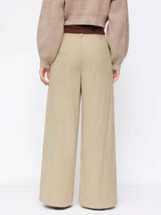 Corduroy Mid Rise Pleated Wide Leg Trousers