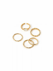 4PCS CLOCK & TWISTED RING SET