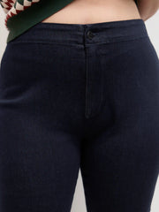High Stretch Denim Mid Rise Straight Leg Capri Jeans Curve & Plus
