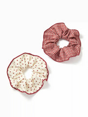 2 PCS POLKA DOT & GINGHAM SCRUNCHIE SET