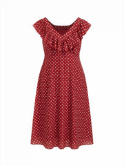 Polka Dot V-Neck Ruffled Maxi Dress Curve & Plus