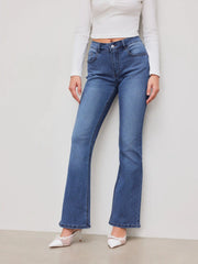 High Stretch Cider Denim Low Rise Solid Pocket Bootcut Jeans
