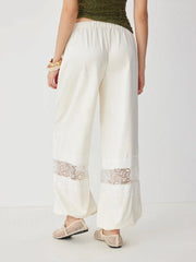 Mid Rise Lace Panel Balloon Pants