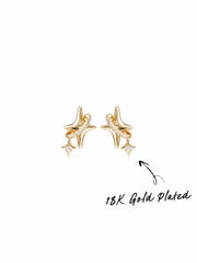 18K GOLD PLATED STAINLESS STEEL STAR RHINESTONE STUD EARRINGS