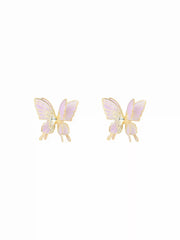 BUTTERFLY & RHINESTONE STUD EARRINGS