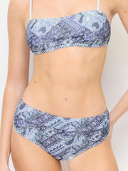 Paisley Square Neck Bandeau & Low Rise Full Coverage Bikini Set