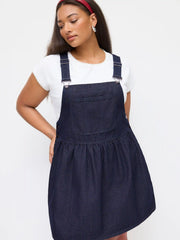 Denim A-line Pinafore Mini Dress Curve & Plus