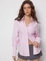 Stripe Leg-of-mutton Sleeve Blouse