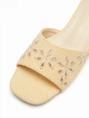 FLOWER CHUNKY HEELED SANDALS
