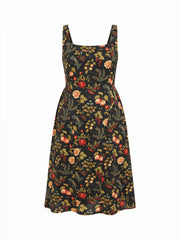 Floral And Fruit Square Neck Flared Midi Dress Curve & Plus