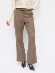 Striped Low Rise Flared Trousers