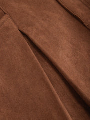 Suede Mid Rise Pleated A-Line Mini Skirt