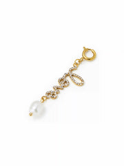 FAUX PEARL & RHINESTONE & LOVE LETTER 18K GOLD PLATED STAINLESS STEEL BIKINI CHARM