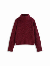 Cable Knit Turtleneck Heart Sweater