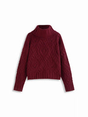 Cable Knit Turtleneck Heart Sweater