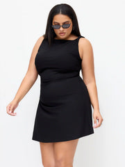 Boat Neck Twist Ruched Mini Dress Curve & Plus