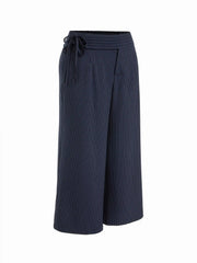 Mid Rise Striped Tie Side Ruched Wide Leg Trousers Curve & Plus