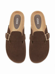 FAUX SUEDE BUCKLE FLATS