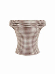 Off-shoulder Gingham Tank Top