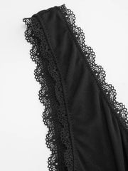 U-neckline Bowknot Lace Tie Front Ruched Tank Top