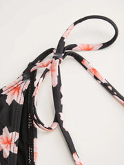 Halter Neckline Floral Knotted Tie Side Bikini Set